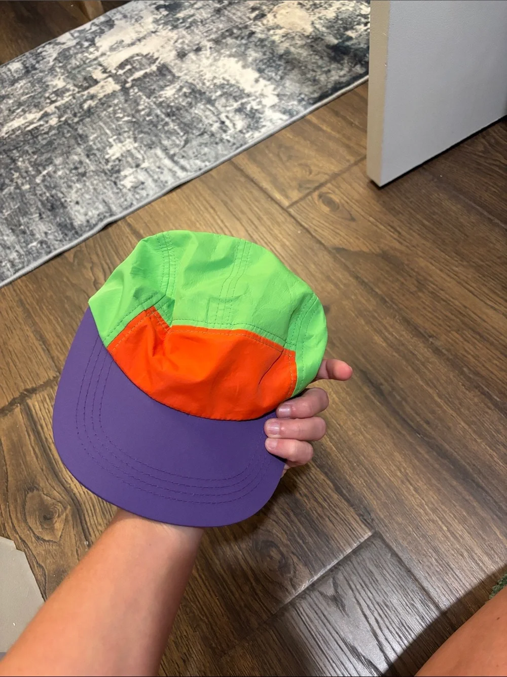 Colorblock Camp Cap in Neon Green, Orange & Purple